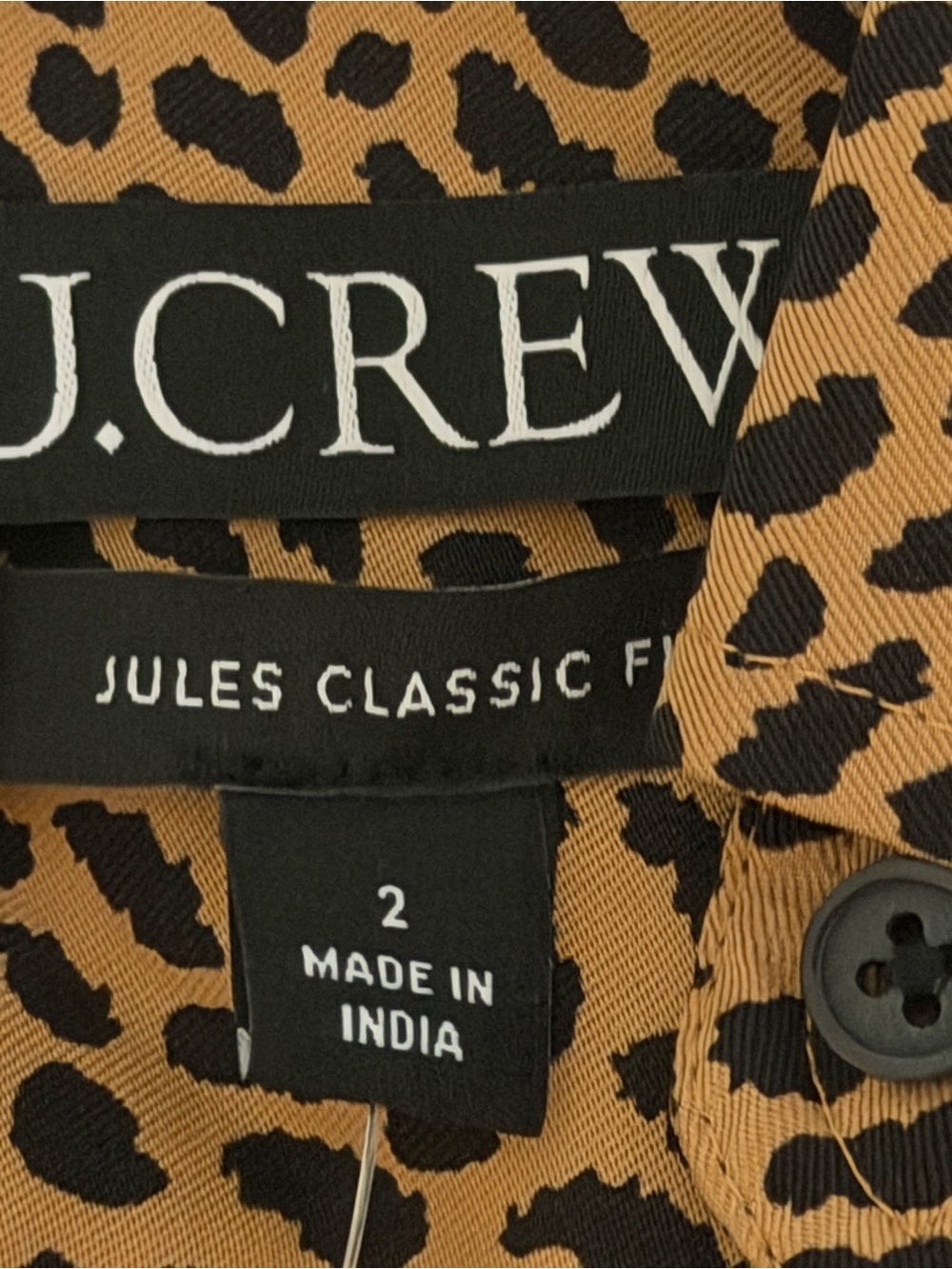 J.Crew Leopard Print Button Front Blouse Brown Black Long Sleeve Top - Picture 4 of 5